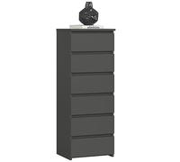 Commode à 6 tiroirs, pour chambre à coucher, couloir, salon, organiseur - Commode avec tiroirs - 40 cm de large et 109 cm de haut - En bois graphite - Buffet multi-usages - Armoire étroite