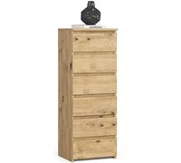 Commode à 6 tiroirs, pour chambre à coucher, couloir, salon, organiseur - Commode avec tiroirs - 40 cm de large et 109 cm de haut - Bois de chêne artisanal - Buffet multi-usages - Armoire étroite