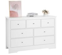 Commode à 7 Tiroirs-VEVOR-Meuble de Rangement en Bois-pour Salon, Couloir, Chambre, Entrée-Blanc