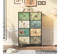 Commode à 8 tiroirs pour Chambre, Buffet, Armoire Industrielle, Plateau en Bois, Cadre en métal, tiroirs en Tissu, pour Salon, Chambre d'enfant, Couloir, Rustique