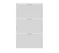 Meuble à chaussures Pegane Commode à chaussures en bois de 3 portes coloris blanc brillant -Longueur 60 cm x Hauteur 113 cm x Profondeur 22 cm