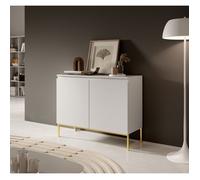 Commode à deux portes - BEMMI - 100 cm - blanc avec pieds dorés