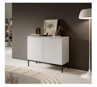 Commode à deux portes - BEMMI - 100 cm - blanc avec pieds noirs