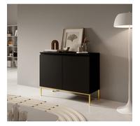 Commode à deux portes - BEMMI - 100 cm - noir avec pieds dorés