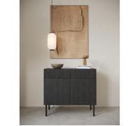 Commode à deux portes et deux tiroirs - NOLIE - 100 cm - couleur du bois de frêne Portland