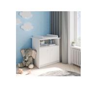 Commode A Langer 2 Portes, 1 Niche - Helicia - Blanc Mat - 79,6 X 70 X 94,4 Cm - Demeyere