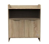 Commode À Langer 2 Portes Et Une Niche Avec Poignées Dorées Décor Chêne Doré Marron