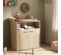 Commode À Langer 2 Portes Et Une Niche Décor Bois Hêtre - Adele Marron TU