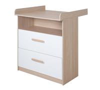 Commode à langer 2 tiroirs 1 niche CABANE blanc - chêne TU