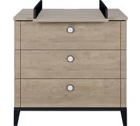 Commode à langer 3 tiroirs en chêne blond noir Marcel