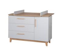 Commode à langer ROBA Caro - 3 tiroirs 1 porte - Gris clair - Décor chêne - Hauteur 94cm gris TU