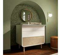 Commode à langer 3 tiroirs sasha blanc et bois TU
