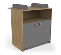 Commode à Langer avec Table à Langer Amovible Noire et Bois - Grand Espace de Rangement - Se transforme en Commode Simple - Made in France