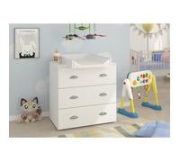Commode enfant avec table à langer amovible 80x71,8x90 cm 3 tiroirs MIA Blanc ma