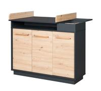 Commode à langer Bébé ROBA Lenn - Fermeture Douce - Anthracite / Décor bois noir TU