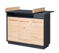 Commode À Langer Bébé Roba Lenn - Fermeture Douce - Anthracite / Décor Bois Noir