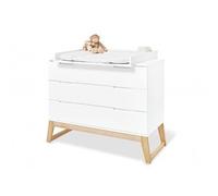 Pinolino Commode à Langer 'Bridge' Large, laquée Blanc, Hauteur de Langer 93 cm, Matelas à Langer Amovible, L 120 x P 77 x H 101, pour la Chambre d'enfant, Fermeture Automatique, Montage Facile
