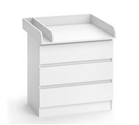 Vicco Commode à Langer Emma, Blanc, 80x87cm avec 3 tiroirs, Convertible en Commode sans Plan à Langer