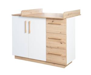 Commode À Langer Évolutive 2 Portes Et 3 Tiroirs Lion Blanc / Chêne Artisan TU