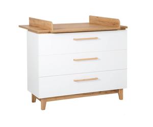 Commode À Langer Évolutive 3 Tiroirs Finn Blanc / Chêne Doré TU