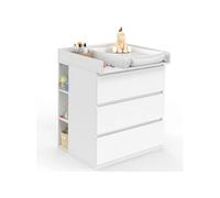 IDMarket - Commode à Langer évolutive Ambre Blanc 3 tiroirs Table à Langer et 2 étagères Amovibles