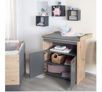 Commode À Langer 2 Portes 1 Niche Anna Anthracite - Chêne Kent TU