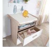 Commode à langer évolutive - ROBA - CABANE - 2 tiroirs - Extension à langer amovible - Chêne / Blanc