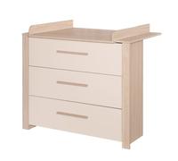 Commode à Langer Évolutive ROBA - Momo - 3 Tiroirs à Fermeture Douce - Extension à Langer Amovible - Cashmere - Chêne Tristan