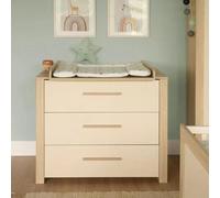 Commode À Langer Évolutive Roba - Momo - 3 Tiroirs À Fermeture Douce - Extension À Langer Amovible - Cashmere - Chêne Tristan Beige