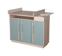Commode À Langer Évolutive Roba - Selva - 3 Portes À Fermeture Douce 5 Niches - Vert Sauge - Effet Noyer Multicolore
