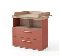 Commode À Langer 'jimmy' Avec Tiroir / Compartiment Ouvert ? Poignées En Bois Massif Mauve TU