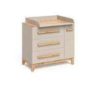 VitaliSpa Commode à Langer Malia, Cachemire/Artisan, 98x98cm avec tiroirs, avec Matelas à Langer et Plateau Amovible pour Le Nettoyage