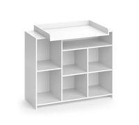 Vicco Commode à Langer Oskar, Blanc, 113x100cm | avec 4 boîtes pliantes, convertible en commode sans plan à langer pour une utilisation prolongée