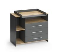 Vicco Commode à Langer Oskar, Anthracite/chêne doré, 113x93cm avec 3 tiroirs