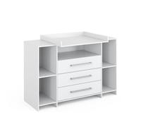 Commode à langer Oskar, 143x100cm XL avec tiroirs, Blanc, Vicco 40342