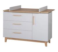 Commode à langer ROBA Caro - 3 tiroirs 1 porte - Gris clair - Décor chêne - Hauteur 94cm gris TU