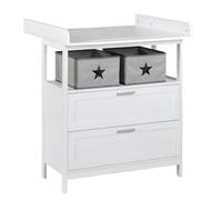 Commode à langer - ROBA - HAMBURG - 2 tiroirs + 2 boîtes de rangement - Blanc