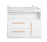 Commode à Langer ROBA - Lilo - 2 Tiroirs - 1 Porte - 1 Compartiment - Meuble à Langer avec Plan Amovible - Blanc