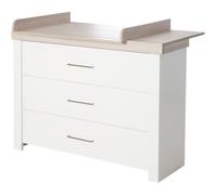 roba Commode à Langer Lucy - 3 Tiroirs à Fermeture Amortie - Poignées Métalliques - Blanc - Décor Bois