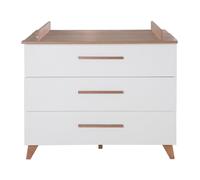 Commode à langer - ROBA - OLE - 3 tiroirs - Chêne foncé / blanc