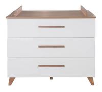 Roba Commode à langer Ole – Évolutive, 3 tiroirs à extension totale – Blanc/Chêne foncé