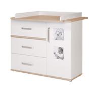 Commode à langer ROBA Pia - 3 tiroirs 1 porte - Blanc-chêne San Remo