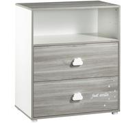 Baby Price – Commode à langer Smile – En bois, Chêne silex – 2 tiroirs, 1 niche – Blanc