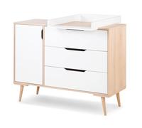 Commode à langer style scandinave - MON MOBILIER DESIGN - SOFIE - 3 tiroirs - 3 étagères - Blanc