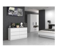 Commode à six tiroirs - MALWA - 138 cm - blanc