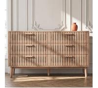 Commode à six tiroirs, meuble de rangement pour chambre à coucher, meuble de rangement multifonctionnel, ouleur bois naturel