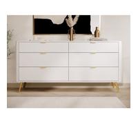 Commode à six tiroirs - OVAL - 172 cm - blanc