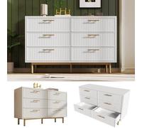 Commode à tiroirs - Buffet Haut Blanc - Chambre - Design Contemporain - 6 tiroirs - H75/L120/P40 cm