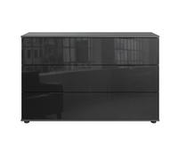 Commode à tiroirs, meuble de rangement coloris Graphite, noir - Longueur 130 x Hauteur 83 x Profondeur 41 cm - PEGANE - Noir
