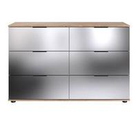 Commode à tiroirs, meuble de rangement coloris Imitation chêne poutre, noir - Longueur 130 x Hauteur 83 x Profondeur 41 cm - PEGANE - Noir